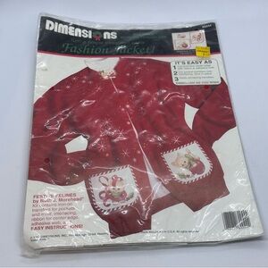 VTG 1992 Dimensions Christmas Festive Felines Cats Fashion Jacket Kit #80044 NOS